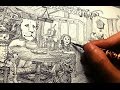 inking tutorial 2: pen and ink wood texture, stippling, cross hatching etc