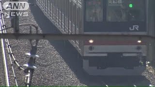 住宅街を走る電車にイノシシが・・・JR武蔵野線(14/11/21)