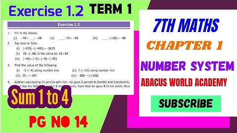 7th maths Term 1,chapter 1 Number system Exercise1.2 pg no 14 sum 1 to 14#7thstandardmathsterm1