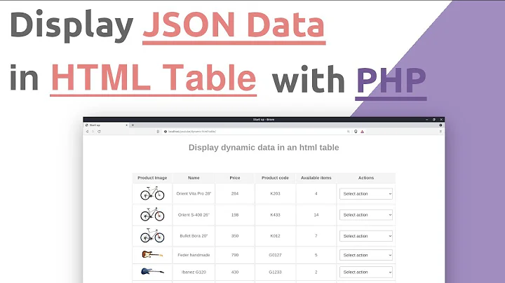 Display JSON data inside html table with PHP | PHP and JSON Tutorial