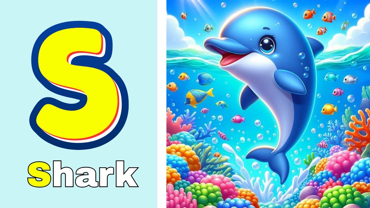 S FOR SHARK 🦈  | English Vocabulary For Kids With Pictures | Learn ABC | #BEEQANKIDS