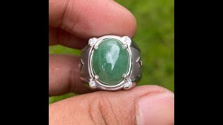 Natural 5.71ct Jadeite Jade Giok Burma Asli Type A Ring Perak