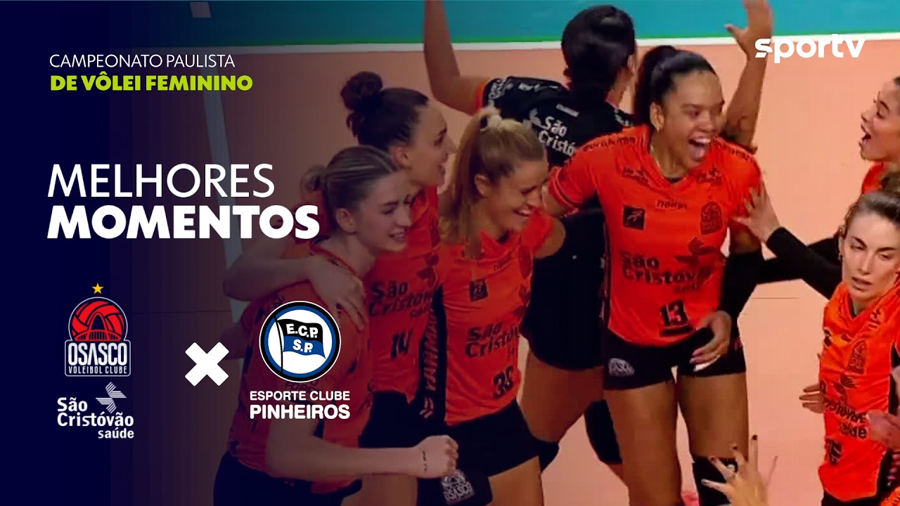 OSASCO 3 X 2 PINHEIROS | MELHORES MOMENTOS | CAMPEONATO PAULISTA DE VÔLEI FEMININO | sportv