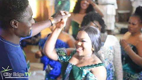 ADENIYI JOHNSON & SEYI EDUN DANCE MOMENTS ON STAGE AT THEIR TWINS NAMING CEREMONY
