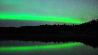 Stars and aurora reflected on Olnes Pond, Alaska (October 4-5, 2011)
