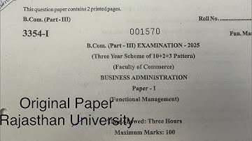 B.com 3rd year exam paper 2025| Functional Management | Dr. Ruchi Khandelwal 