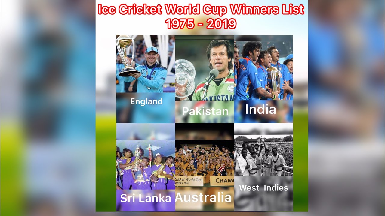ICC Cricket World Cup winners list 1975 - 2019 - YouTube