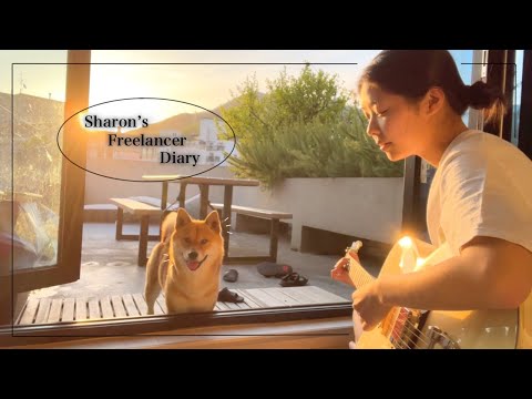 Eng sub) VLOG | Cozy day, illustration, idea sketch, wash Shiba inu, Haeundae bike riding | K-VLOG