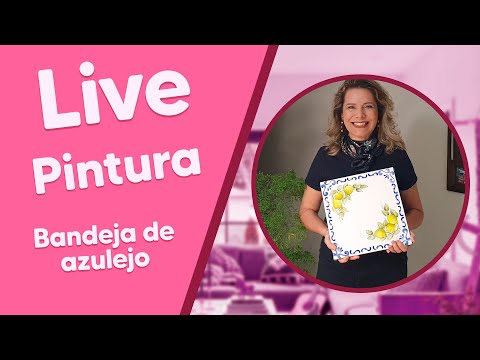 LIVE de Pintura com Marcia Betschart - Bandeja de azulejo