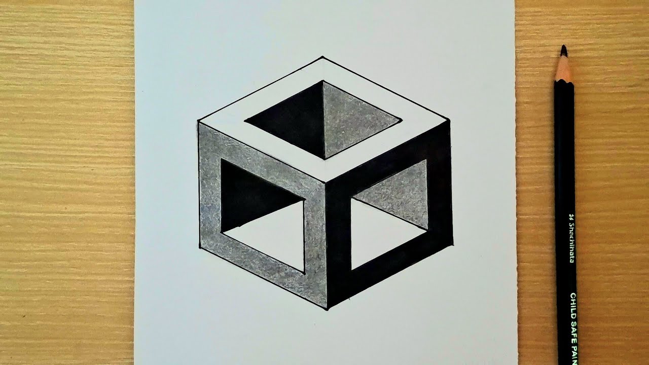 3D Optical Illusion Square || How to draw optical illusion step by step tutorial for beginners