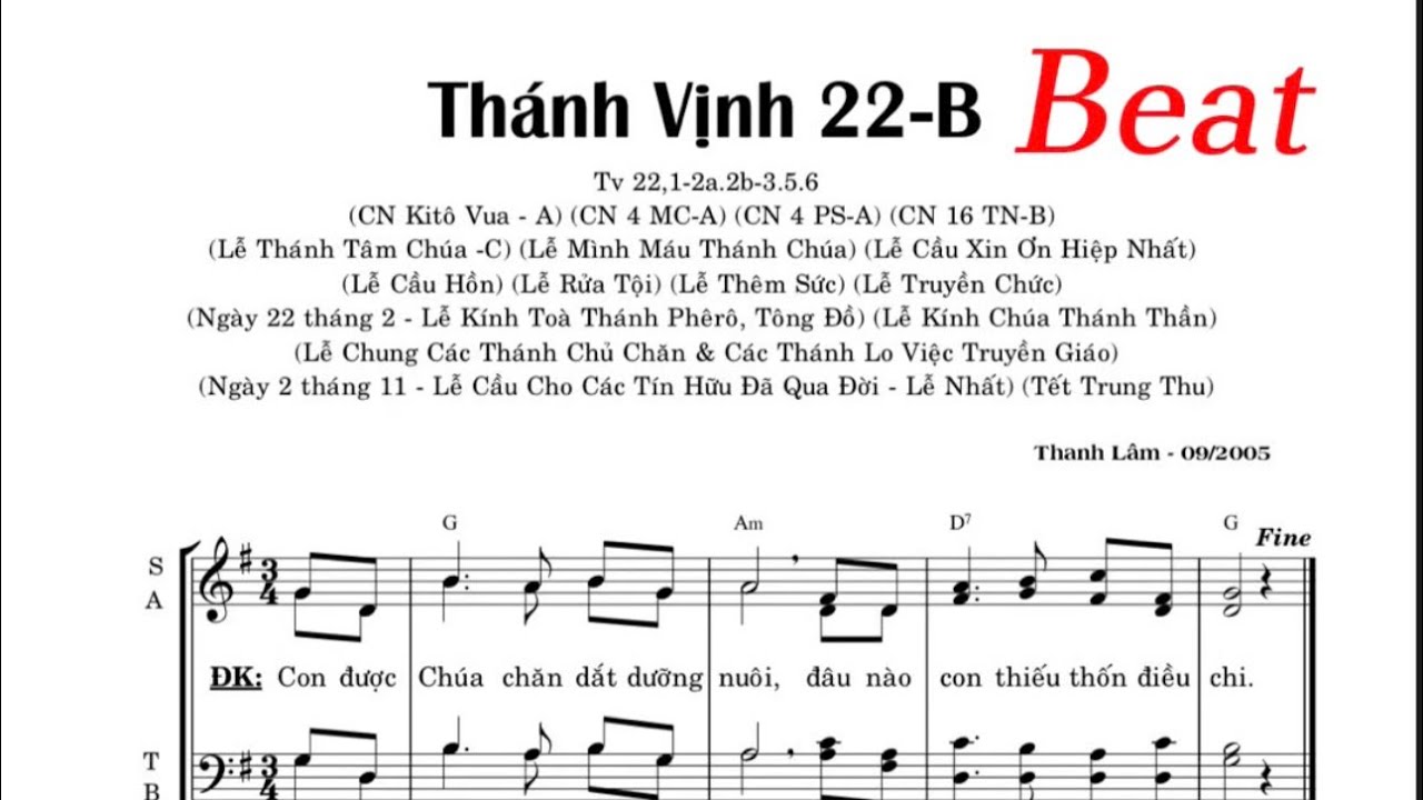 [ Beat Karaoke Piano ] Thánh Vịnh 22B Thanh Lâm 
