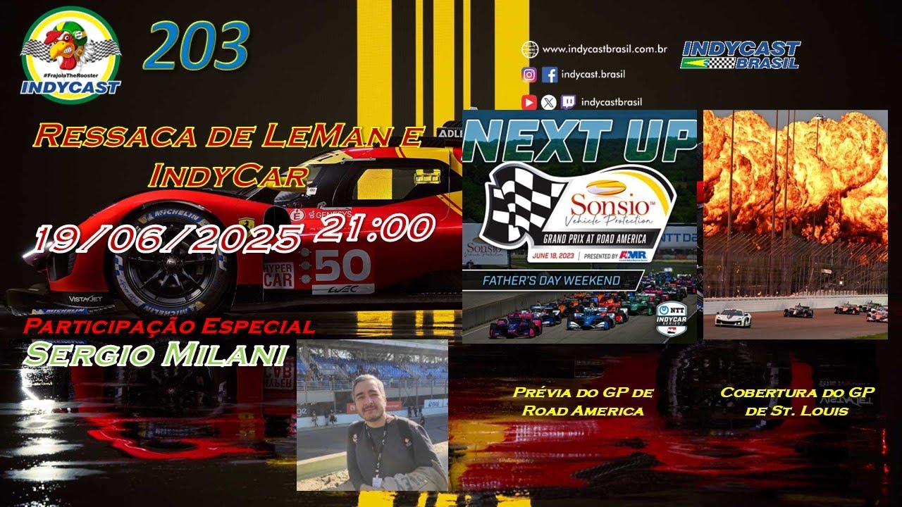 IndyCast Brasil #203 #Leman #StLouis #RoadAmerica - Ressaca Leman e St Louis, com Sergio Milani
