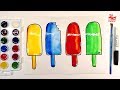 Акварельное Мороженое Эскимо : учим цвета : урок рисования