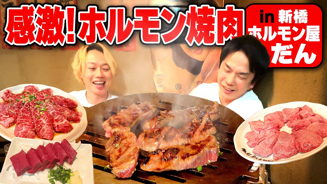 【ホルモン焼肉】かまいたち濱家と見取り図リリーがホルモン焼肉に感激!〜新橋:ホルモン屋だん〜