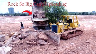 95% Processing! Amazing Bulldozer KOMATSU Hard Pushing Big Rock to Filling Up the Large Land