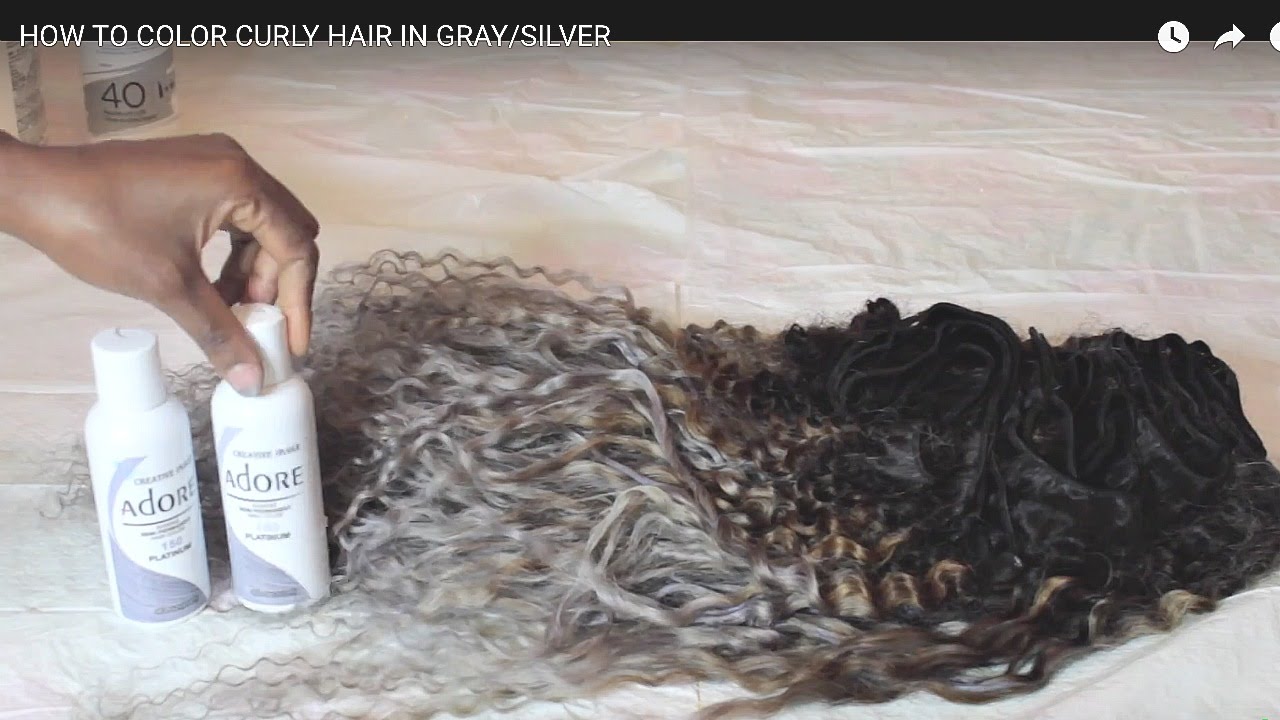 HOW TO COLOR CURLY HAIR IN GRAY/SILVER - YouTube