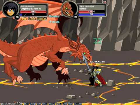 AQWorlds Riverrush Soloing Red Dragon