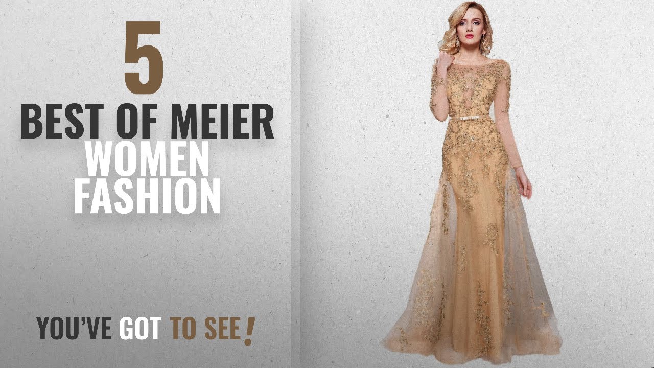 meier women's illusion long sleeve embroidery prom formal dress