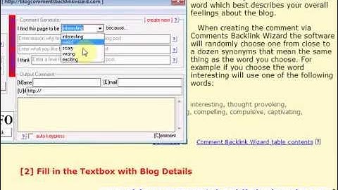 Backlinks Wizard   Comments Generator Section   select your feelings about the blog post or article