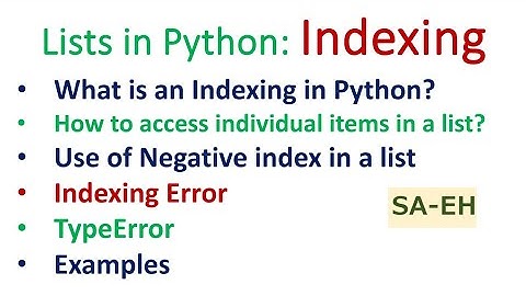Python Lists : Indexing | What is an Indexing | Negative index | Indexing error | TypeError | CBSE