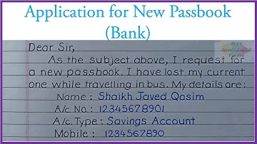 Application for New Passbook | SBI Passbook application writing | SBI new passbook English applicati