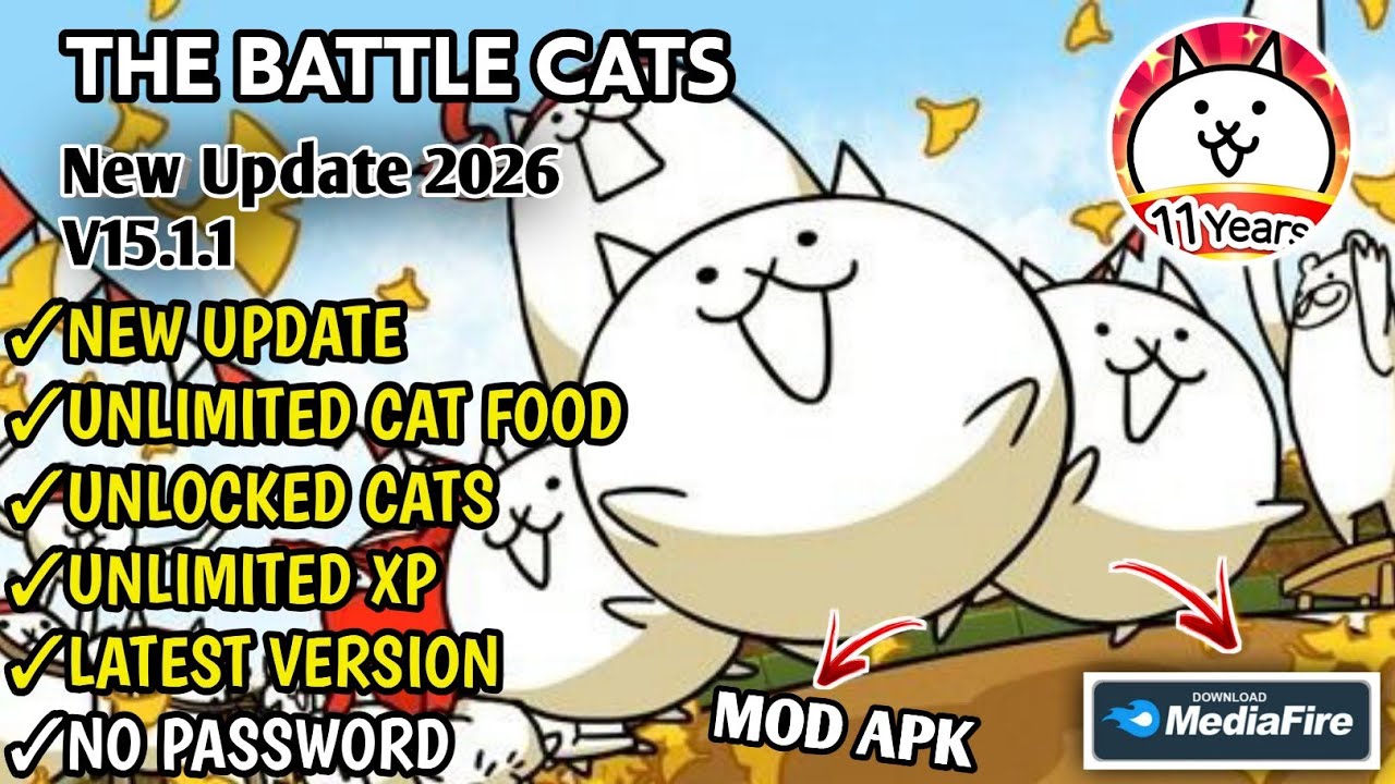 The Battle Cats Mod Apk New Update 15.1.1 Global - Unlimited XP & Cat Food