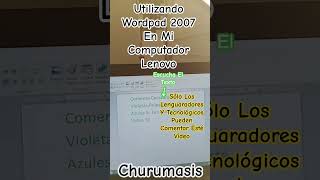 Utilizando Wordpad 2007 En Mi Computador Lenovo #wordpad #computer #shorts Churumasis