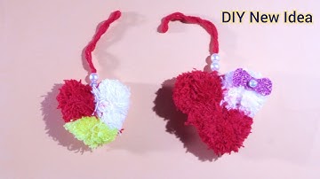 How to Make Yarn Heart / Easy Pom Heart Making Idea with Fingers - Amazing Valentine