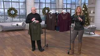 Denim & Co. Crinkle Gauze Embroidered Top on QVC