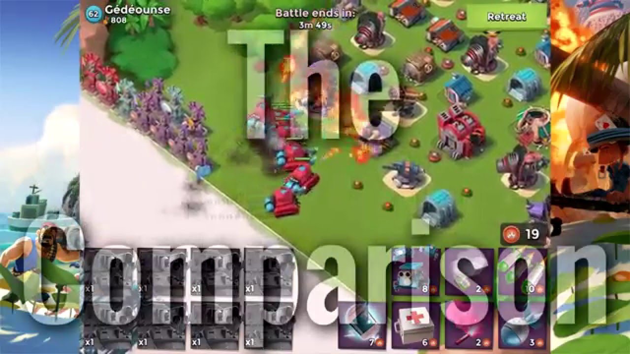 Boom Beach - SUPERCUT!!! "SCORCHERS" LEVEL 1 TO MAX LEVEL 9 COMPARISON!