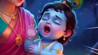 🥰🙏👆छोटे बाल कृष्ण की लीला 😀👆👌 गाय के ऊपर चढ़ गए गाय ने नीचे फेंक दिया गोबर में गिरे तो मैयाको बोला😀👆