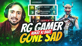 Region Top 1 Angry YouTuber 🤬 Rg Gamer Gone Sad After Losing a Game On Live 🤯 - Garena Free Fire