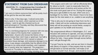 Texas Rep. Dan Crenshaw says he will be temporarily blind for a month after eye surgery