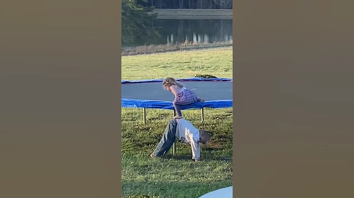 Big bro helped little sis get off the trampoline  ...