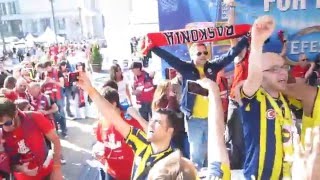 Fenerbahçe and Saski Baskonia fans all together enjoys the final four ambiance