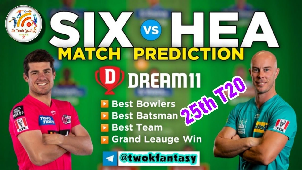 SIX vs HEA BBL 25th match prediction |Six vs Hea Dream11 prediction in tamil |2k Tech Tamil
