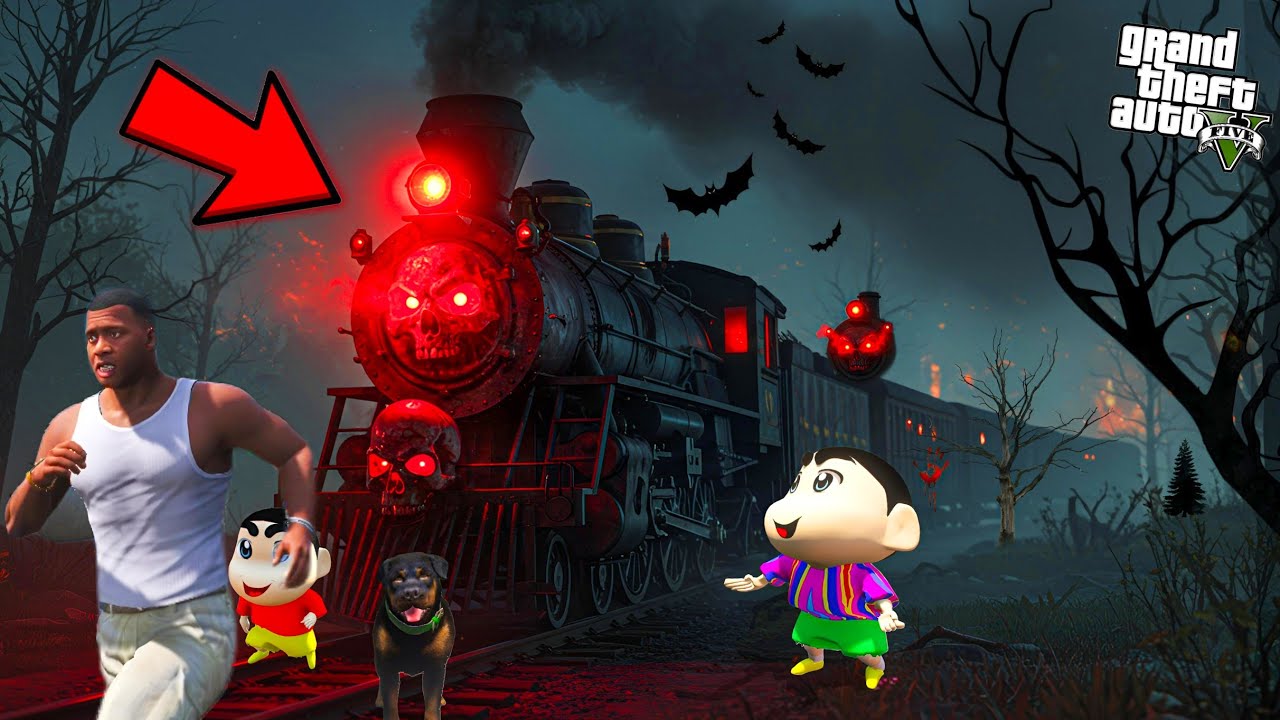 Franklin Found A Ghost Train Horror Attack On Shinchan Haunted Train in GTA 5! Bangla Gameplay
