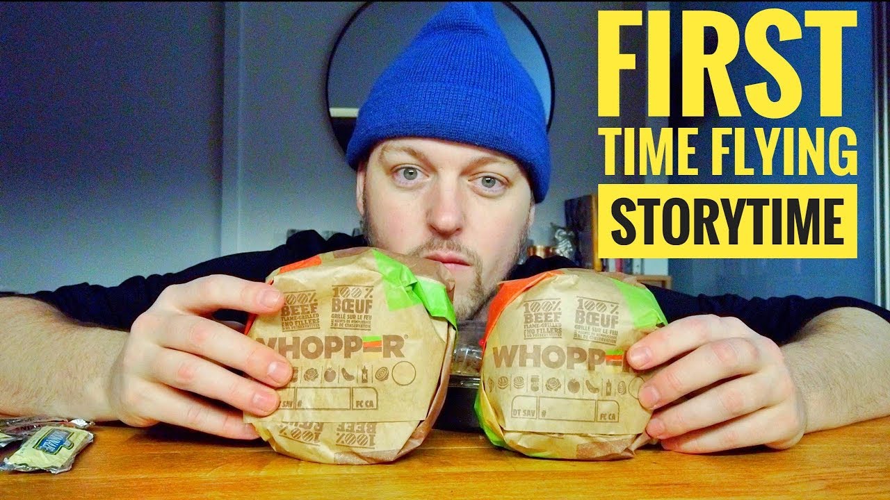 BURGER KING WHOPPER MEALS MUKBANG - FIRST TIME FLYING STORYTIME