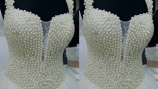 HOW TO BEAD A CORSET DRESS WITHOUT PENETRATING THE LINING/Detailed beading/Beginner friendly