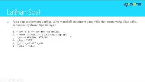 Basis Data Lanjut Oracle: Praktikum 1 - Pendahuluan, Deklarasi Variabel, Pemrograman dengan PL/SQL