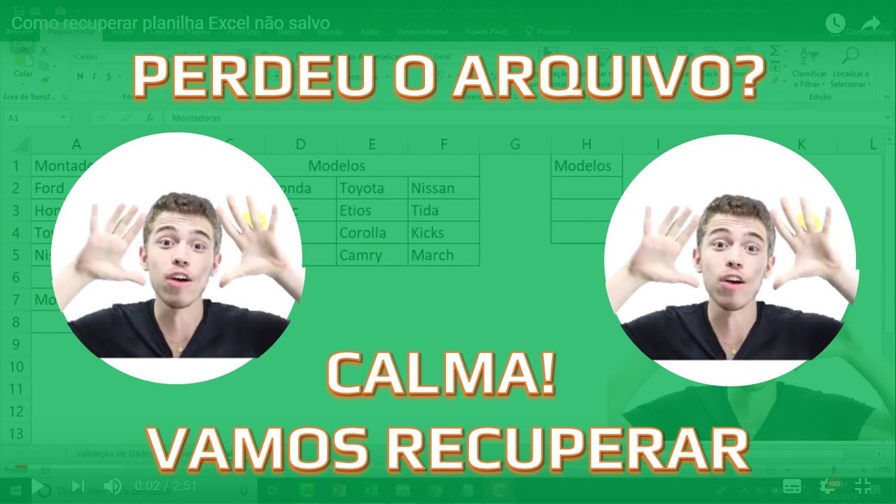 Como Recuperar Planilha Excel N o Salvo YouTube