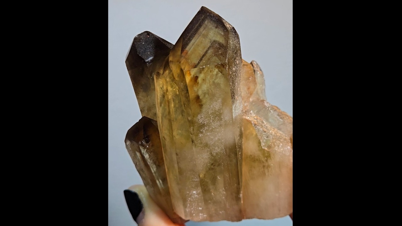 Smoky citrine cluster with phantoms - C112