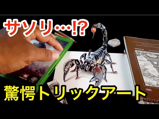 昔描いたサソリの絵 驚愕】サソリ…！？手に取れてしまいそうなクオリティ！3Dトリック