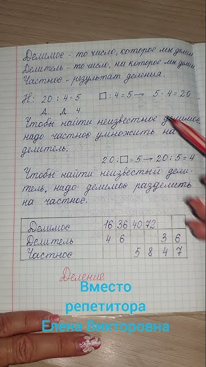 Как найти неизвестное делимое и делитель - YouTube