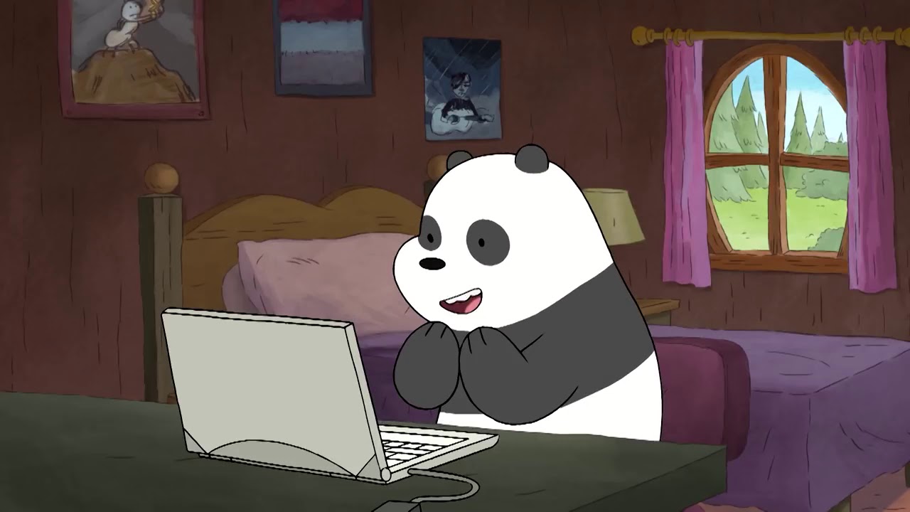 panda sedang mengobrol dengan pasangannya. pasangannya meminta fotonya, tet...