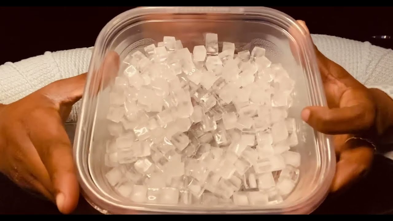 100 small ice cubes 🧊 Crunchy