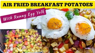 Air fryer Breakfast Potatoes and Egg Recipes . Easy Healthy Air fried Meal