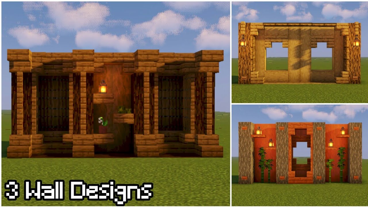 Minecraft: 3 Wall Designs/Builds/Ideas | Wall Design Tutorial (Easy ...