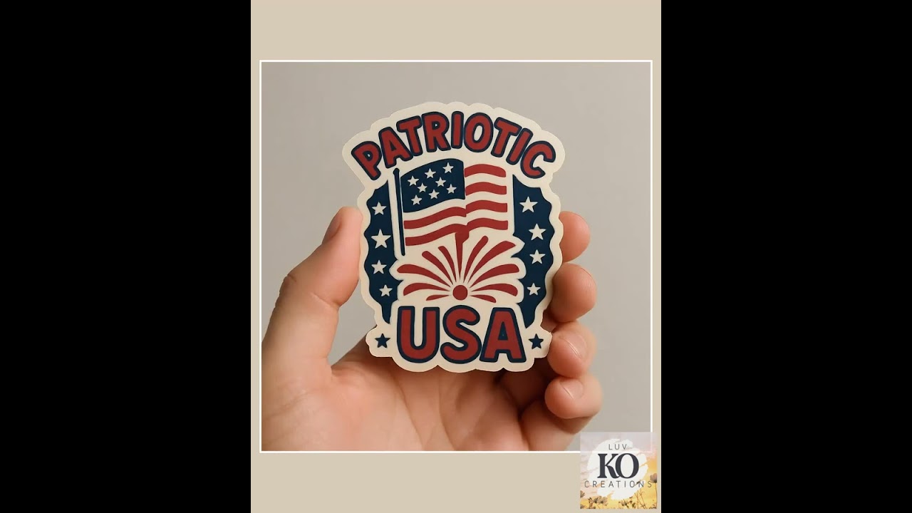 Patriotic USA Sticker with Flag and Fireworks – Red, White & Blue Vinyl Decal