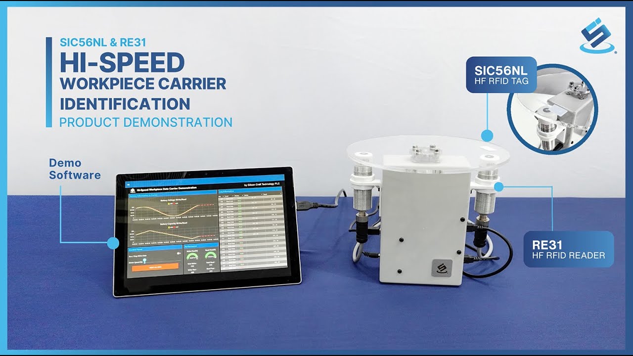 Hi-Speed Workpiece Carrier Identification with HF RFID Tag & Reader Chip (SIC56NL & RE31)